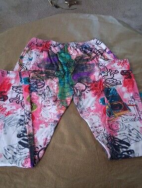 Allegra K Harajuku Street Style Colorful Graffiti Leggings M
